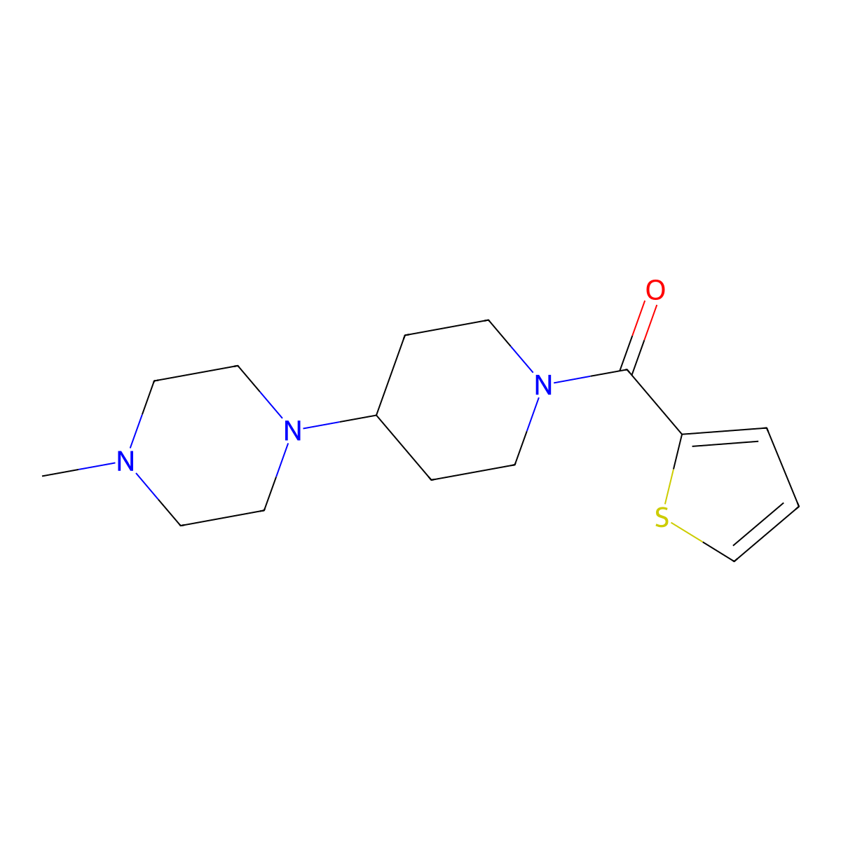 1-Methyl-4-[1-(2-thienylcarbonyl)-4-piperidinyl]piperazine molecular structure, CAS 496798-46-0