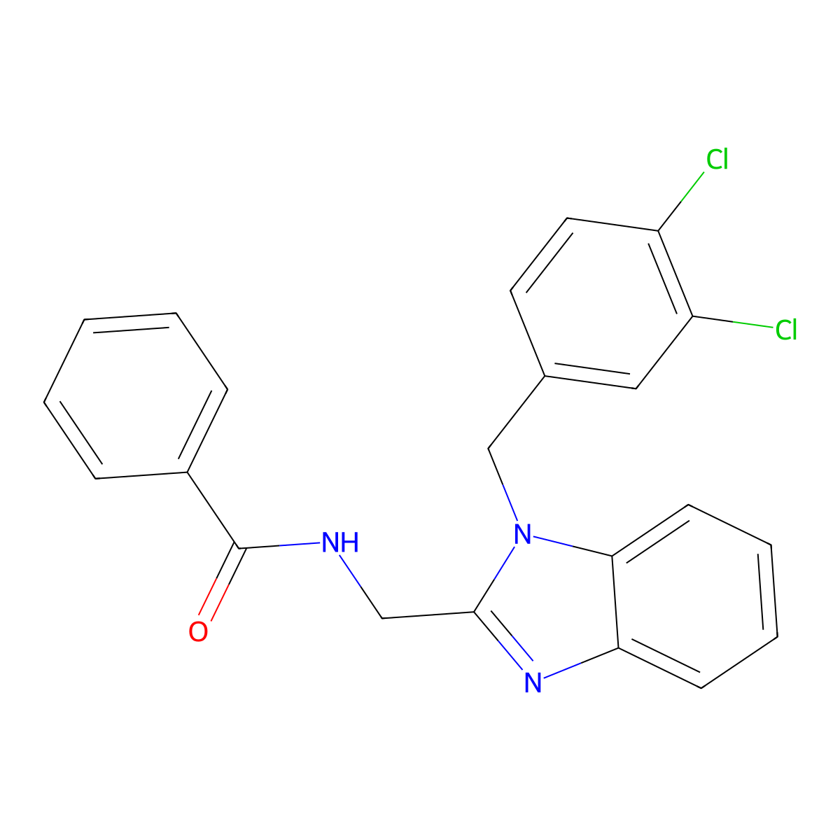 N-{[1-(3,4-dichlorobenzyl)-1H-benzimidazol-2-yl]methyl}benzamide molecular structure, CAS 496799-28-1