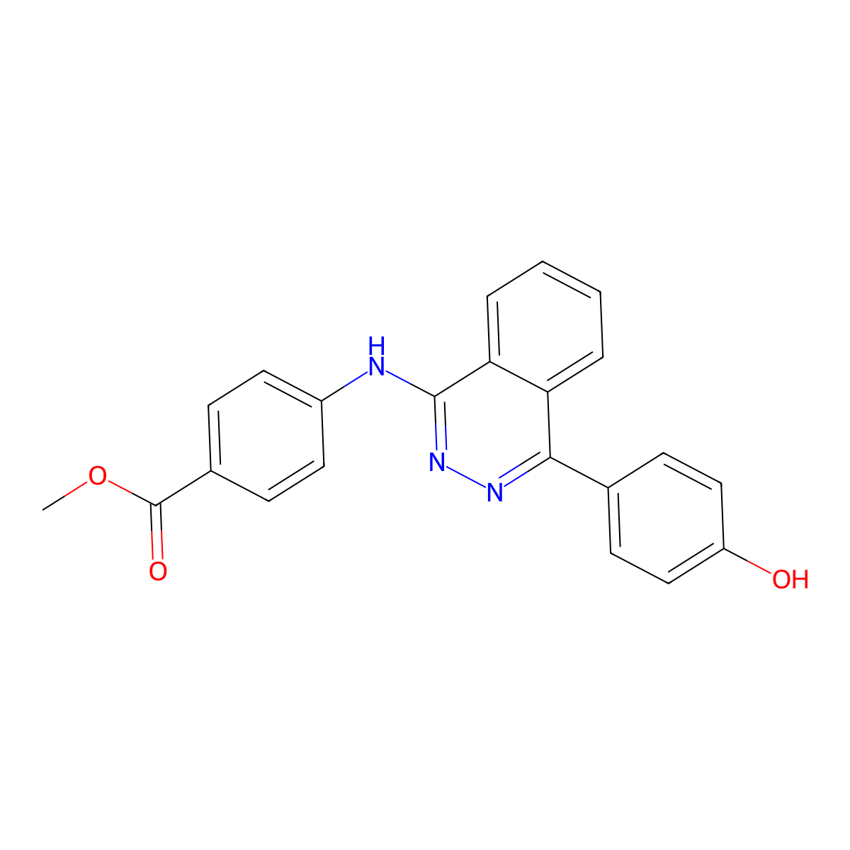 Methyl 4-((4-(4-hydroxyphenyl)phthalazin-1-yl)amino)benzoate molecular structure, CAS 496799-52-1