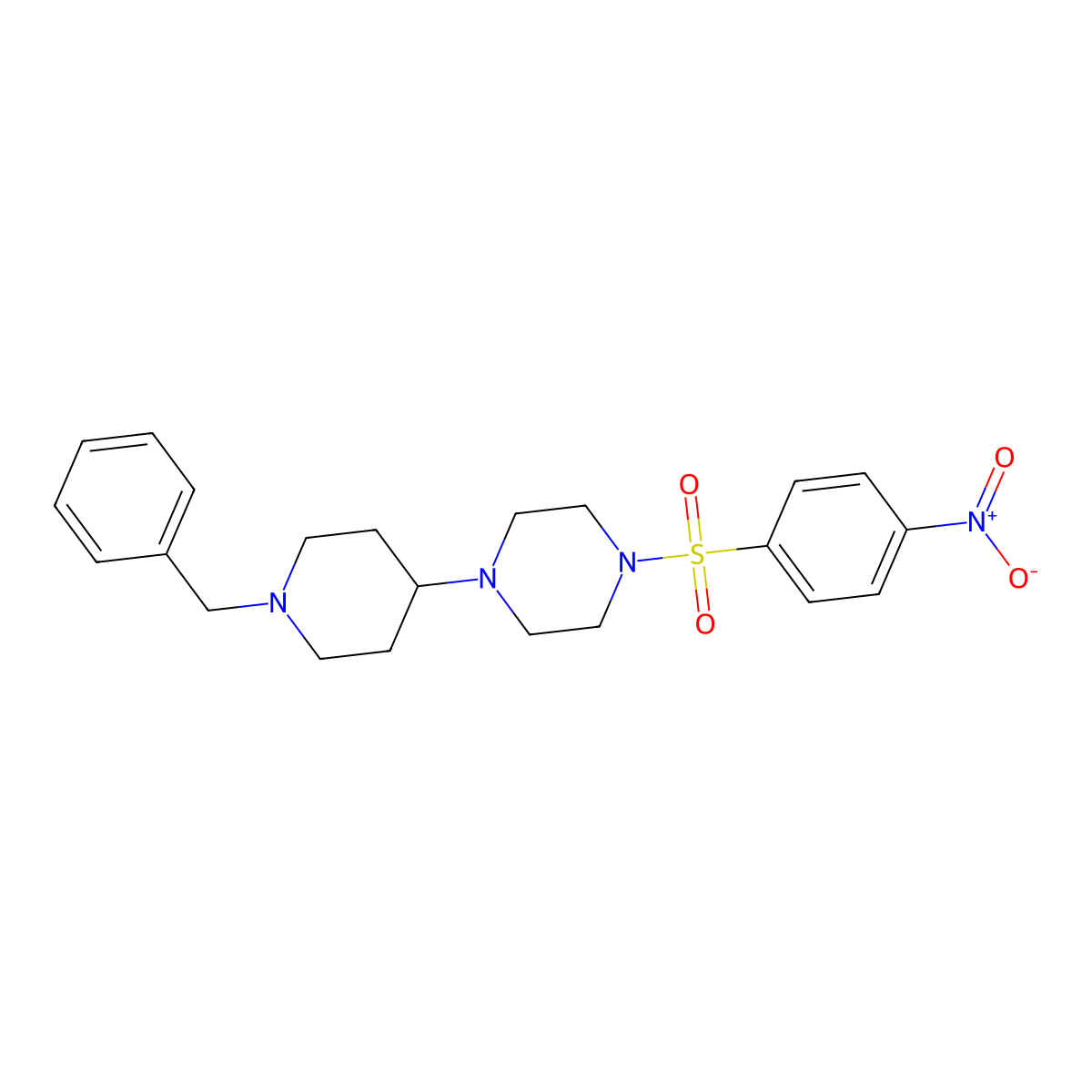 1-(1-Benzylpiperidin-4-yl)-4-(4-nitrophenyl)sulfonylpiperazine molecular structure, CAS 496799-56-5