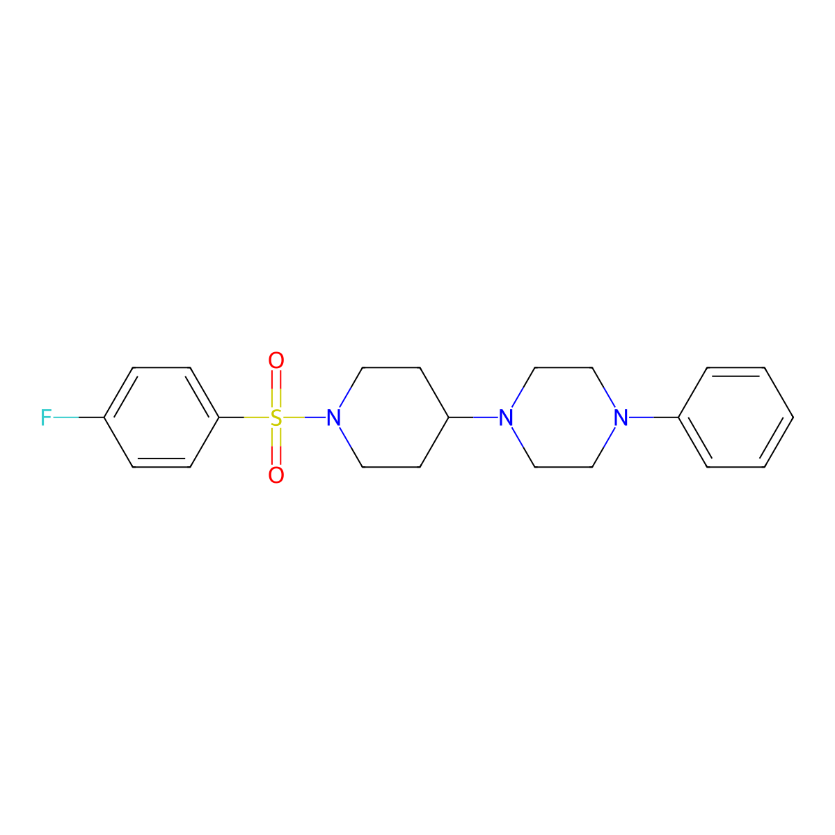 1-{1-[(4-Fluorophenyl)sulfonyl]-4-piperidinyl}-4-phenylpiperazine molecular structure, CAS 496799-80-5