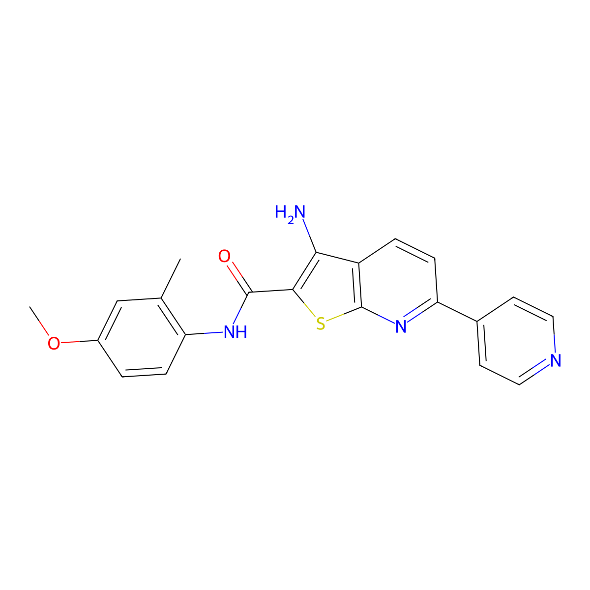 3-amino-N-(4-methoxy-2-methylphenyl)-6-(4-pyridinyl)thieno[2,3-b]pyridine-2-carboxamide molecular structure, CAS 496801-86-6