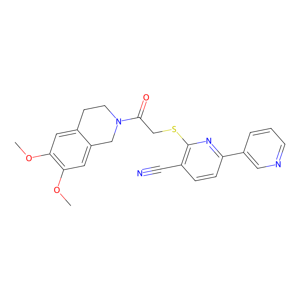 2-[2-(6,7-dimethoxy-3,4-dihydro-1H-isoquinolin-2-yl)-2-oxoethyl]sulfanyl-6-pyridin-3-ylpyridine-3-carbonitrile molecular structure, CAS 496804-90-1