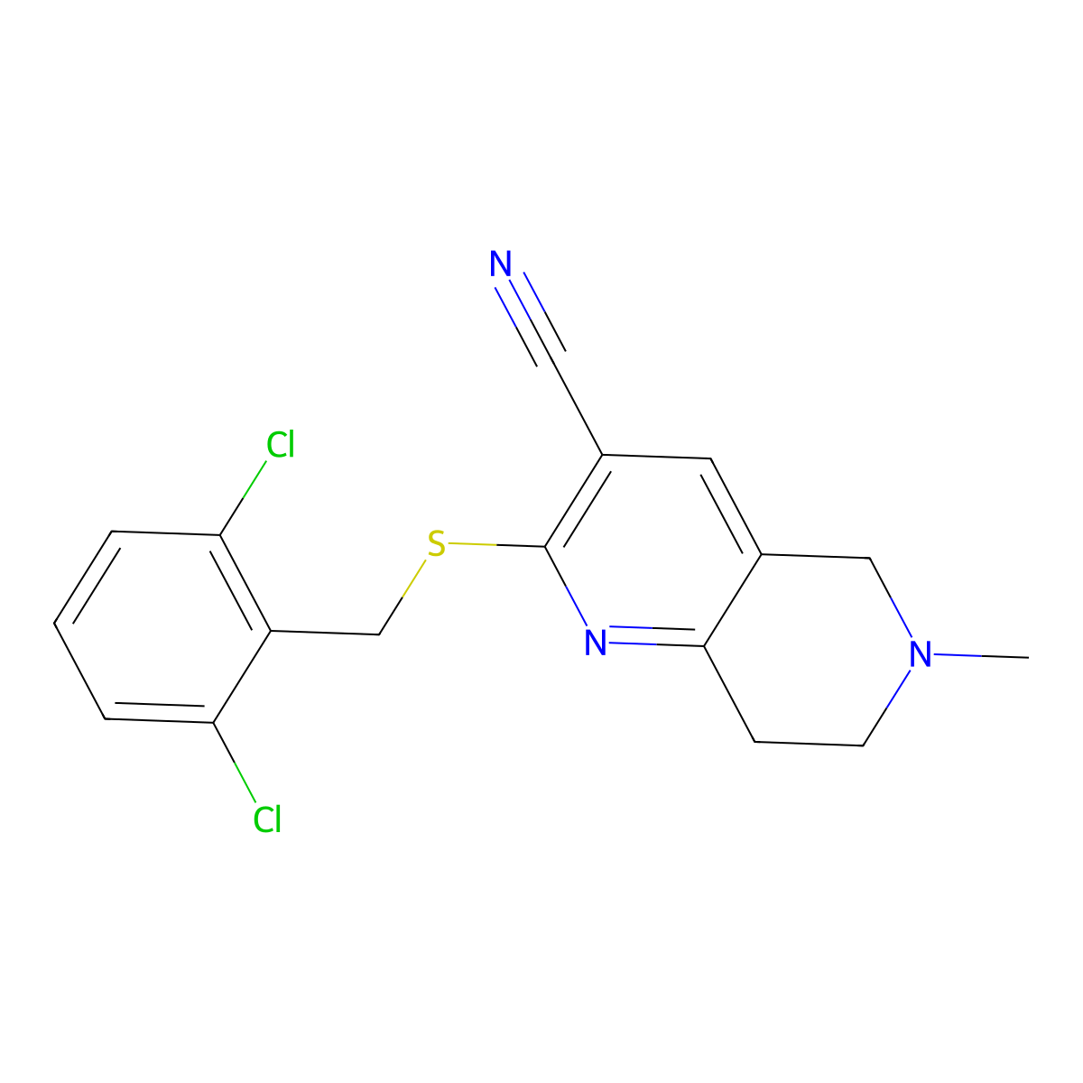 2-[(2,6-Dichlorobenzyl)sulfanyl]-6-methyl-5,6,7,8-tetrahydro[1,6]naphthyridine-3-carbonitrile molecular structure, CAS 496804-92-3