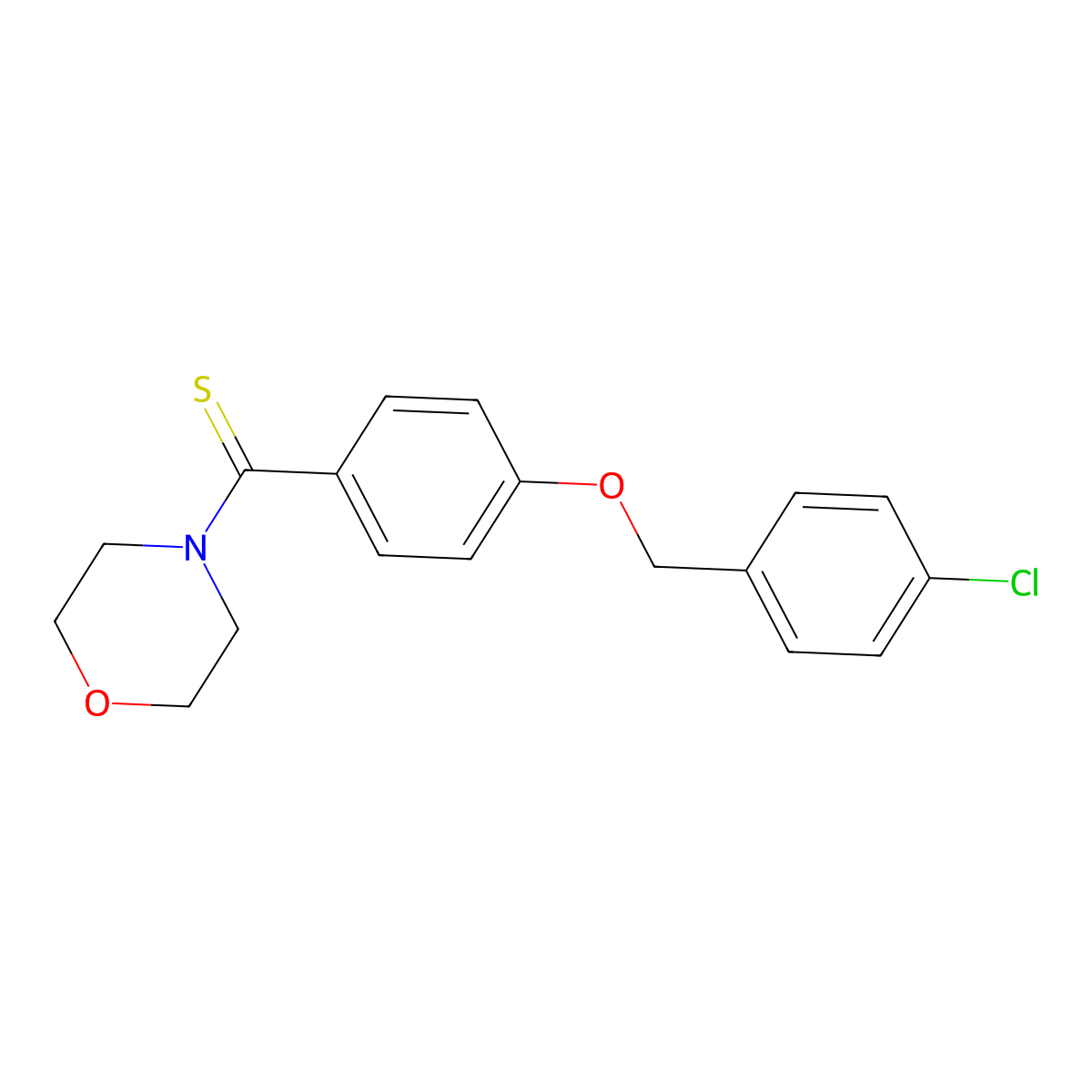 [4-[(4-Chlorophenyl)methoxy]phenyl]-morpholin-4-ylmethanethione molecular structure, CAS 496806-41-8
