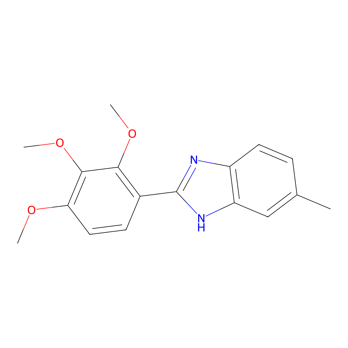 5-methyl-2-(2,3,4-trimethoxyphenyl)-1H-benzimidazole molecular structure, CAS 496807-38-6