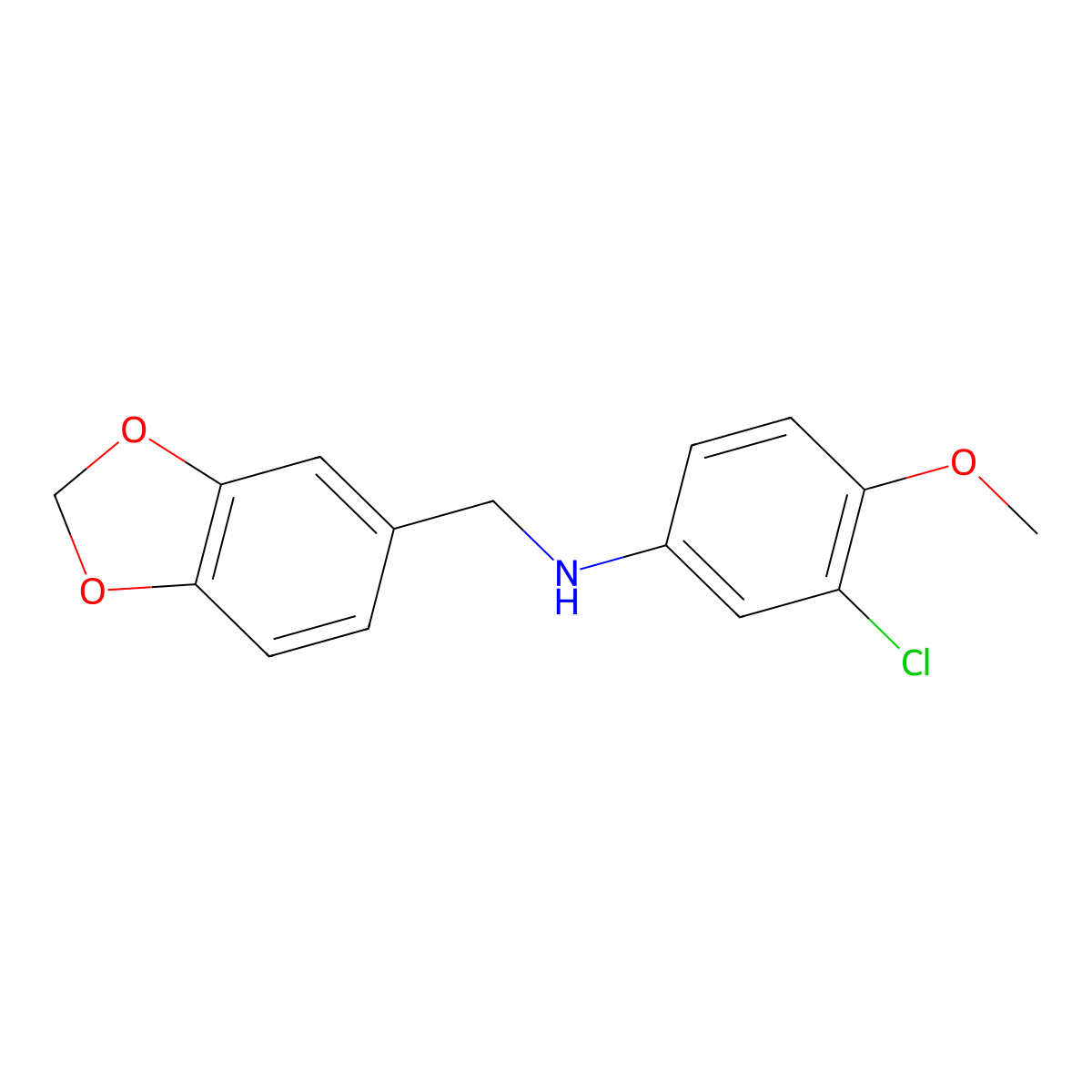 N-(1,3-benzodioxol-5-ylmethyl)-3-chloro-4-methoxyaniline molecular structure, CAS 496807-84-2