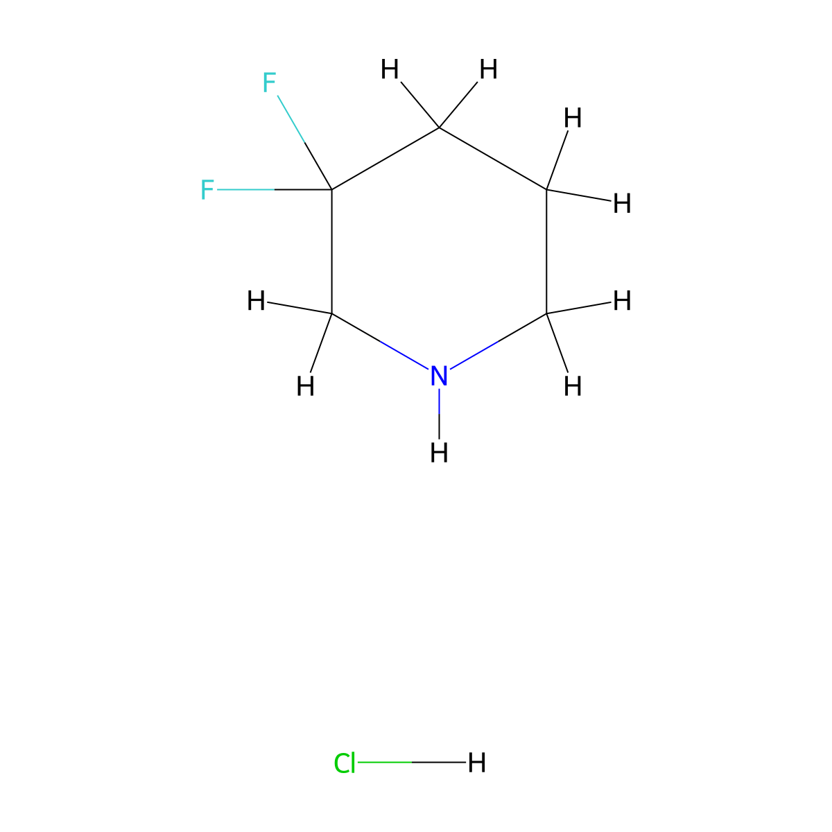 3,3-Difluoropiperidine hydrochloride molecular structure, CAS 496807-97-7