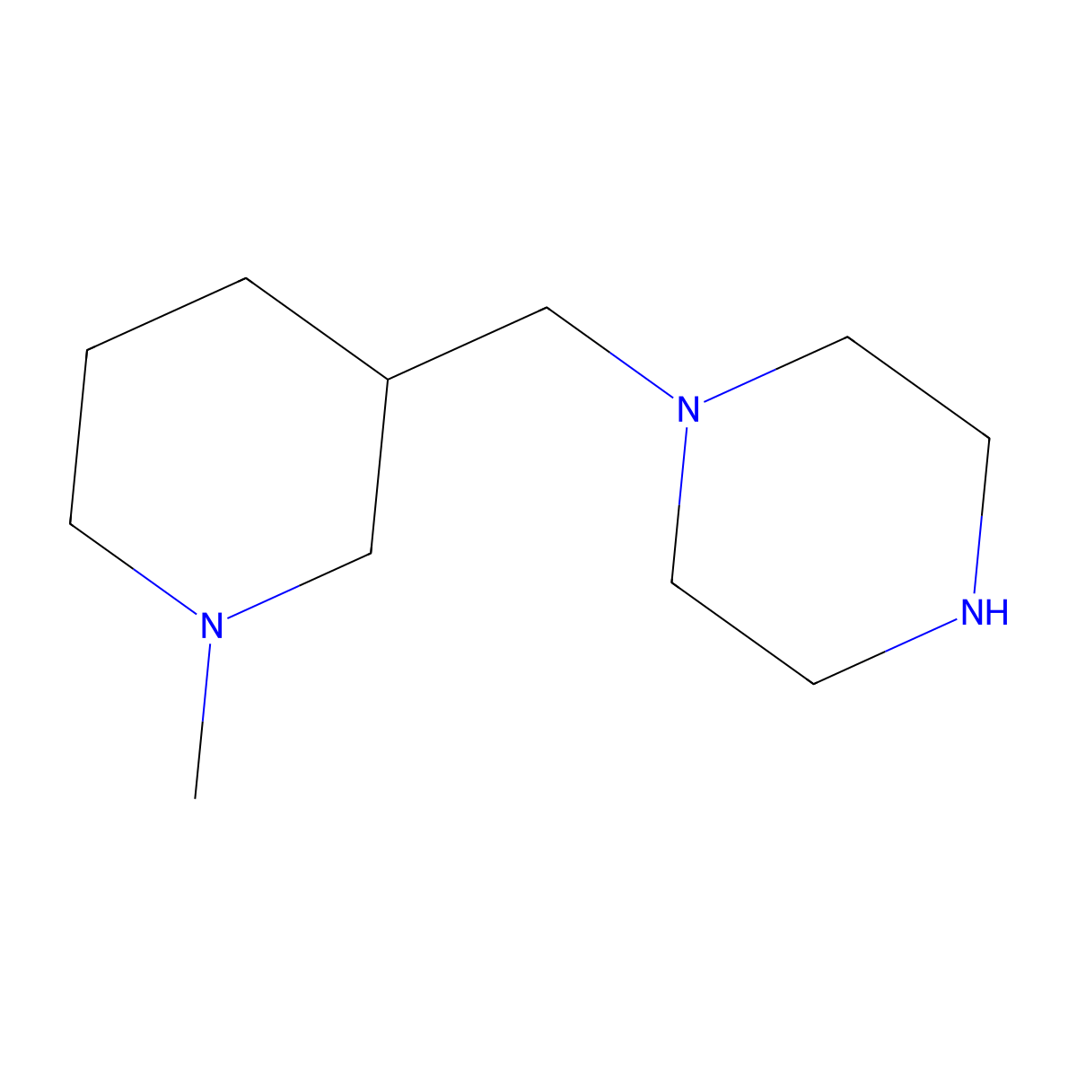 1-[(1-Methylpiperidin-3-yl)methyl]piperazine molecular structure, CAS 496808-03-8