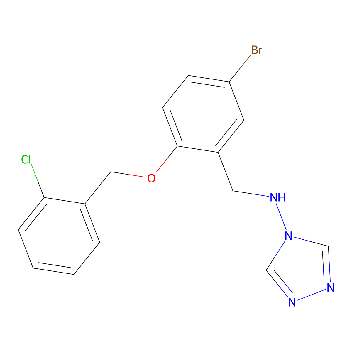 N-[[5-bromo-2-[(2-chlorophenyl)methoxy]phenyl]methyl]-1,2,4-triazol-4-amine molecular structure, CAS 496809-61-1