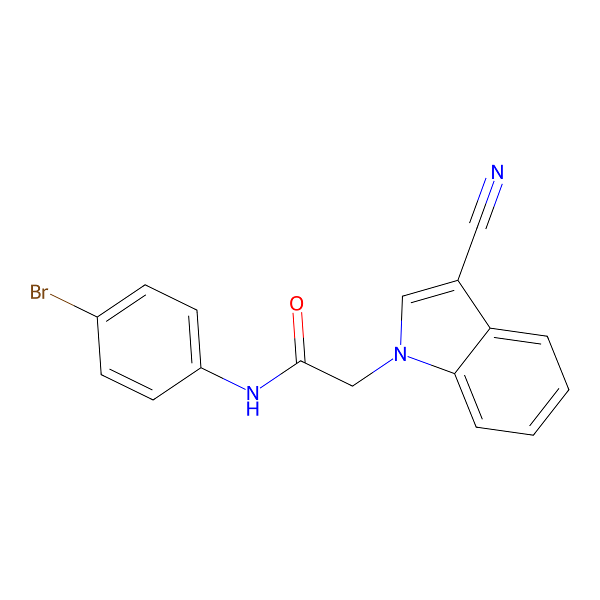 N-(4-bromophenyl)-2-(3-cyanoindol-1-yl)acetamide molecular structure, CAS 496809-63-3