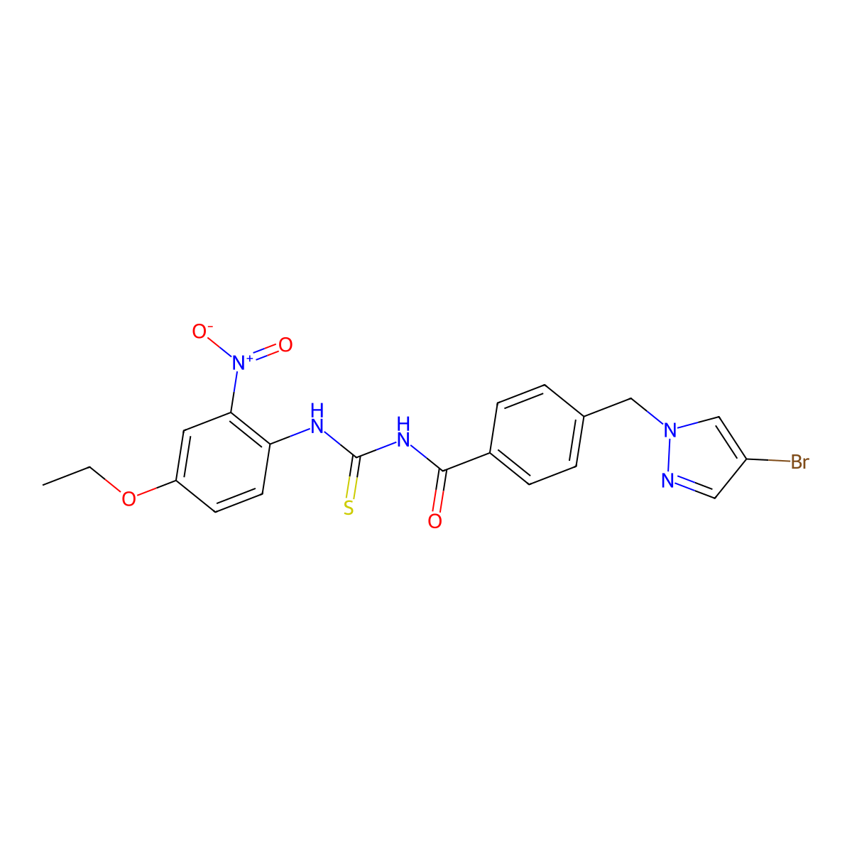 4-[(4-bromopyrazol-1-yl)methyl]-N-[(4-ethoxy-2-nitrophenyl)carbamothioyl]benzamide molecular structure, CAS 496834-37-8
