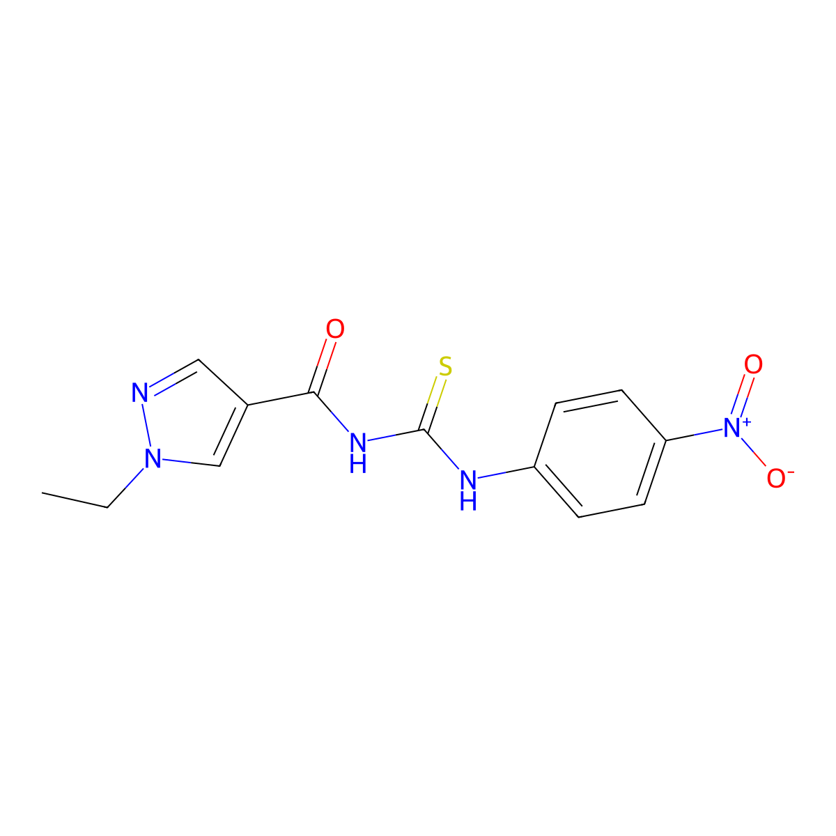 1-ethyl-N-[(4-nitrophenyl)carbamothioyl]pyrazole-4-carboxamide molecular structure, CAS 496834-39-0