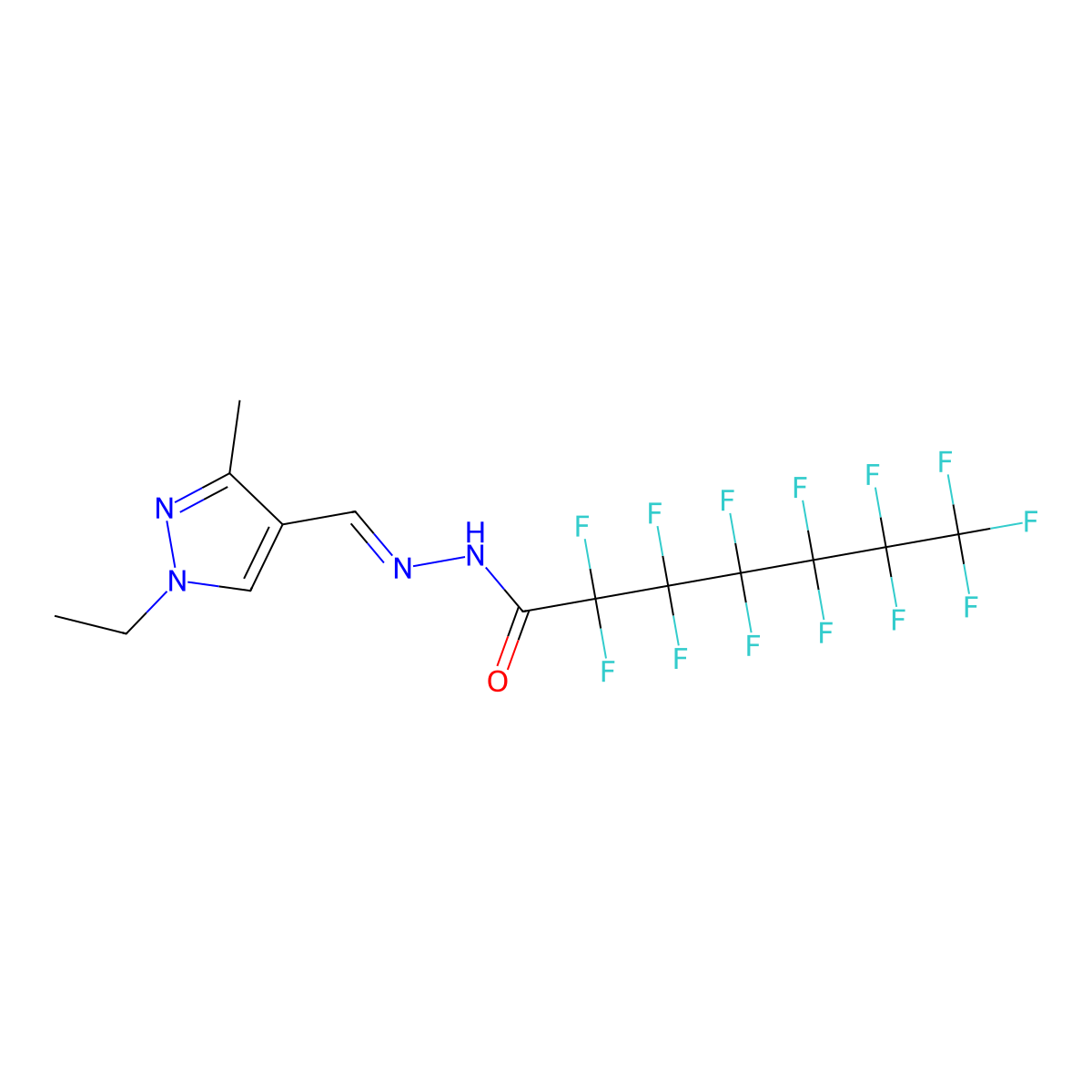 N'-[(1-Ethyl-3-methyl-1H-pyrazol-4-yl)methylene]-perfluoroheptanohydrazide molecular structure, CAS 496834-77-6