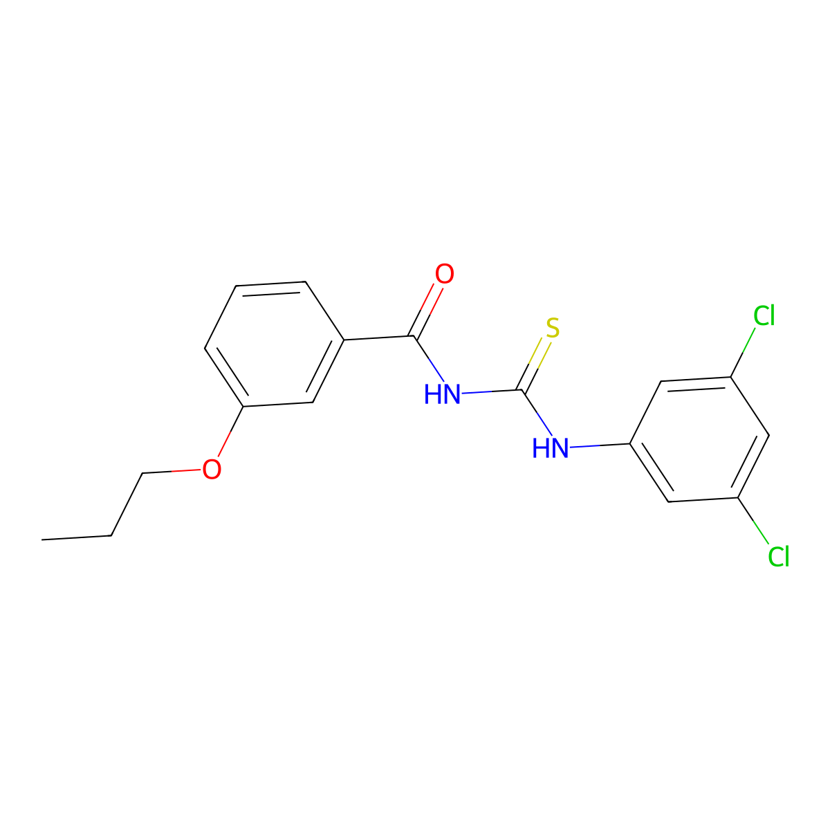N-[(3,5-dichlorophenyl)carbamothioyl]-3-propoxybenzamide molecular structure, CAS 496837-29-7