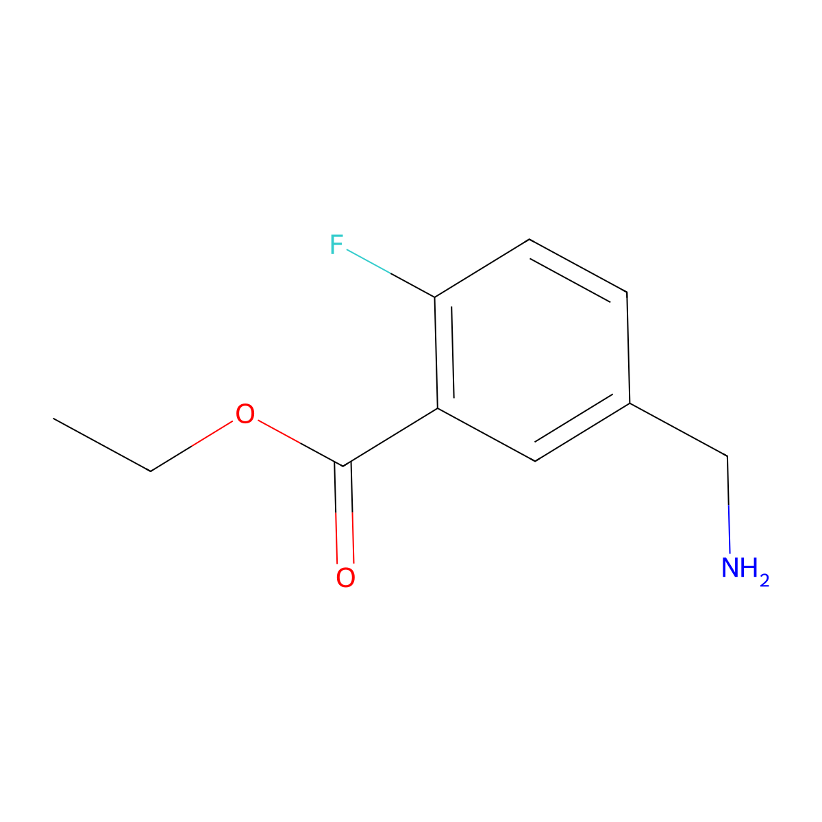 Ethyl 5-(aminomethyl)-2-fluorobenzoate molecular structure, CAS 496842-06-9