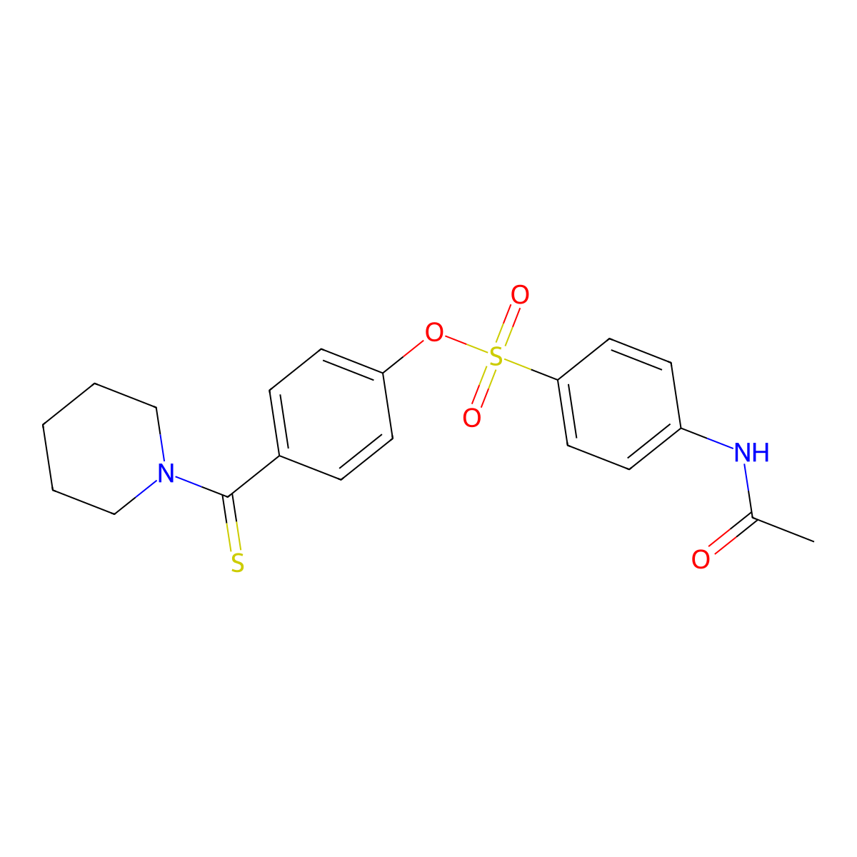 4-(1-Piperidinylcarbothioyl)phenyl 4-(acetylamino)benzenesulfonate molecular structure, CAS 496844-53-2