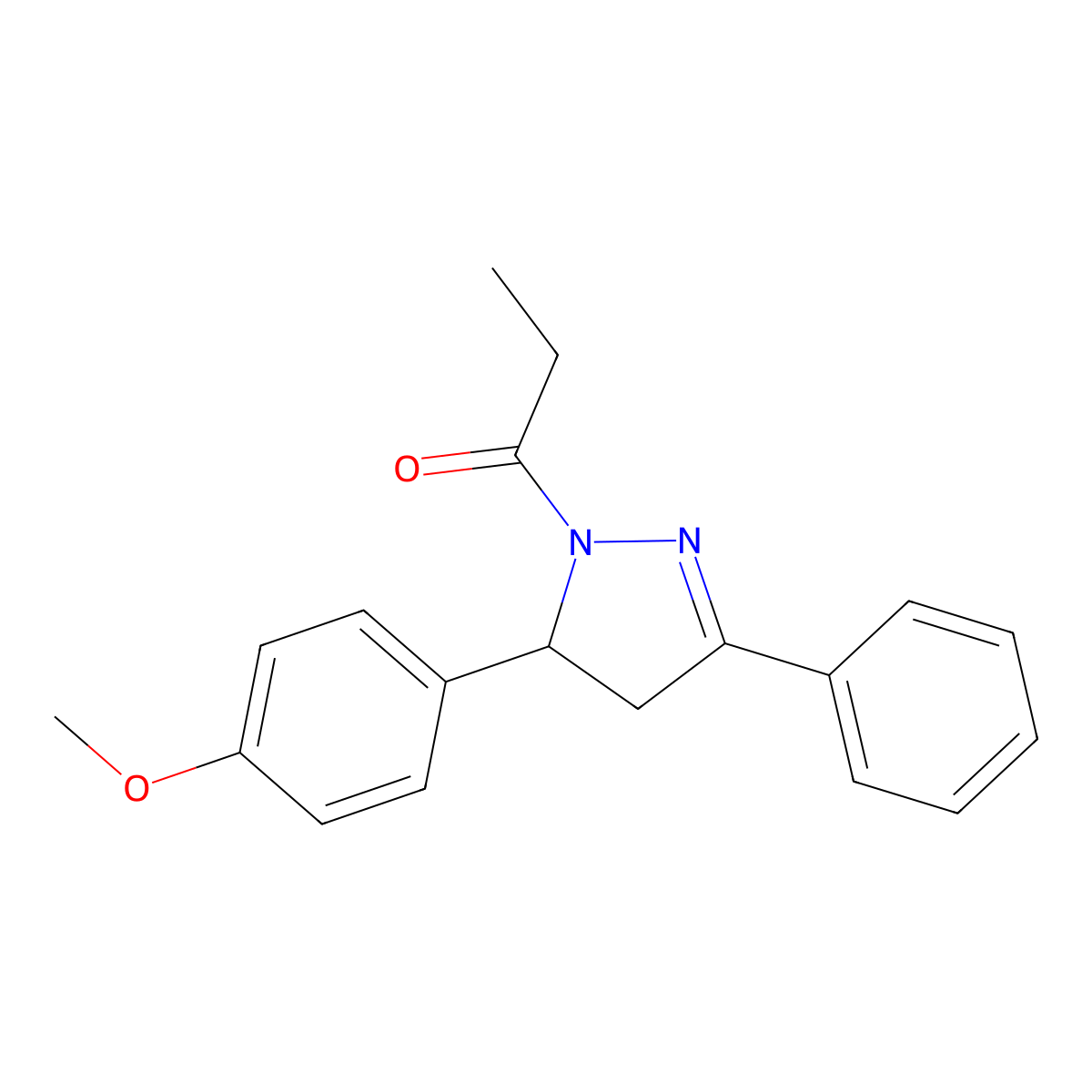 1-[3-(4-Methoxyphenyl)-5-phenyl-3,4-dihydropyrazol-2-yl]propan-1-one molecular structure, CAS 496845-50-2