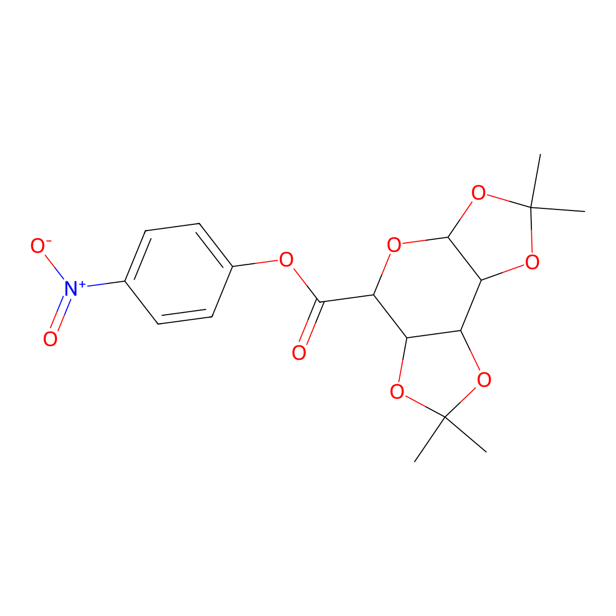 4-nitrophenyl 2,2,7,7-tetramethyltetrahydro-3aH-bis([1,3]dioxolo)[4,5-b:4',5'-d]pyran-5-carboxylate molecular structure, CAS 496854-73-0