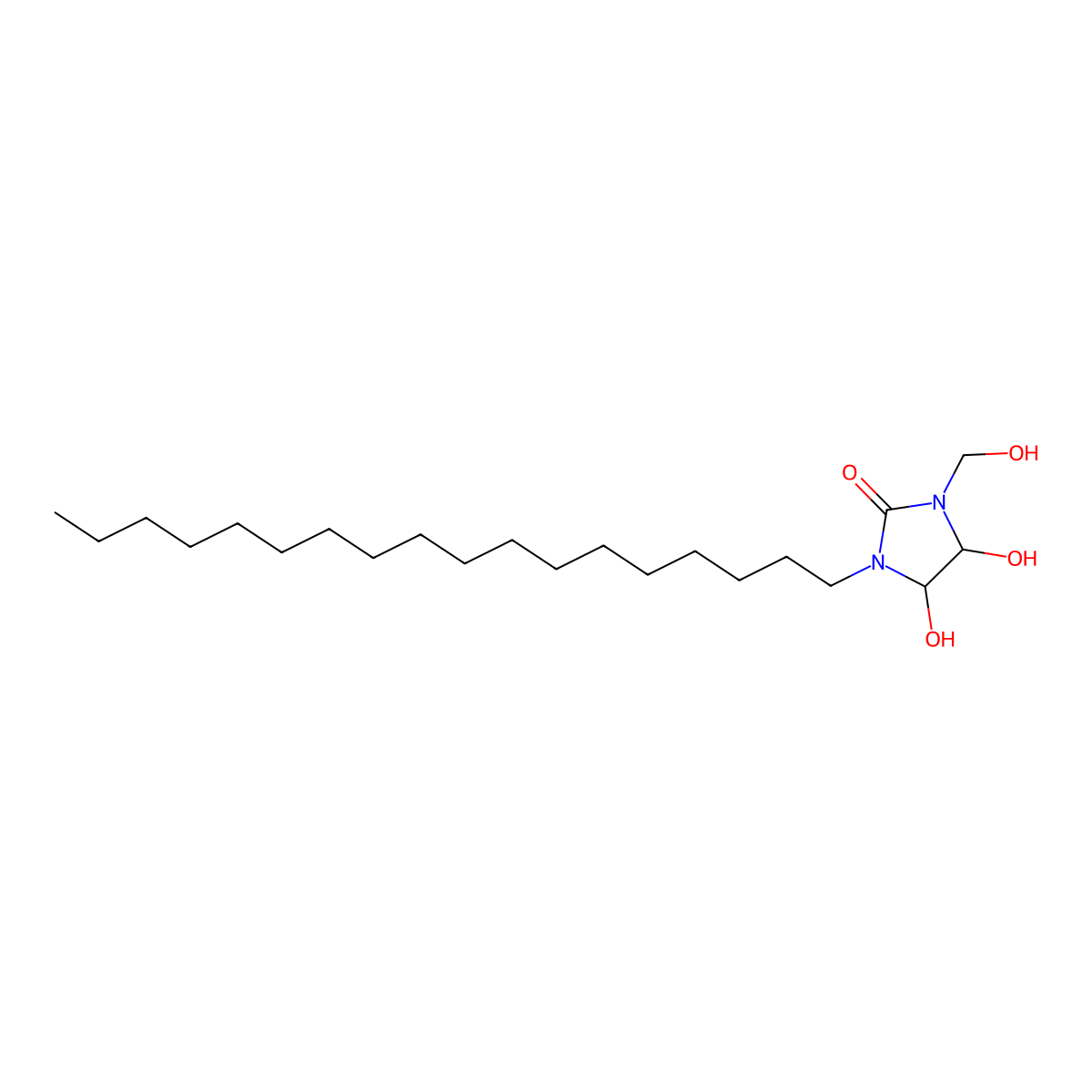 2-Imidazolidinone, 4,5-dihydroxy-1-(hydroxymethyl)-3-octadecyl- molecular structure, CAS 49686-00-2