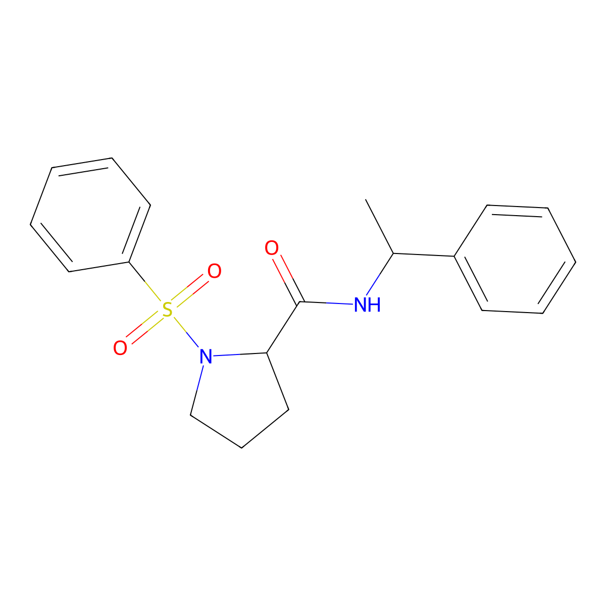 1-(benzenesulfonyl)-N-(1-phenylethyl)pyrrolidine-2-carboxamide molecular structure, CAS 496862-16-9