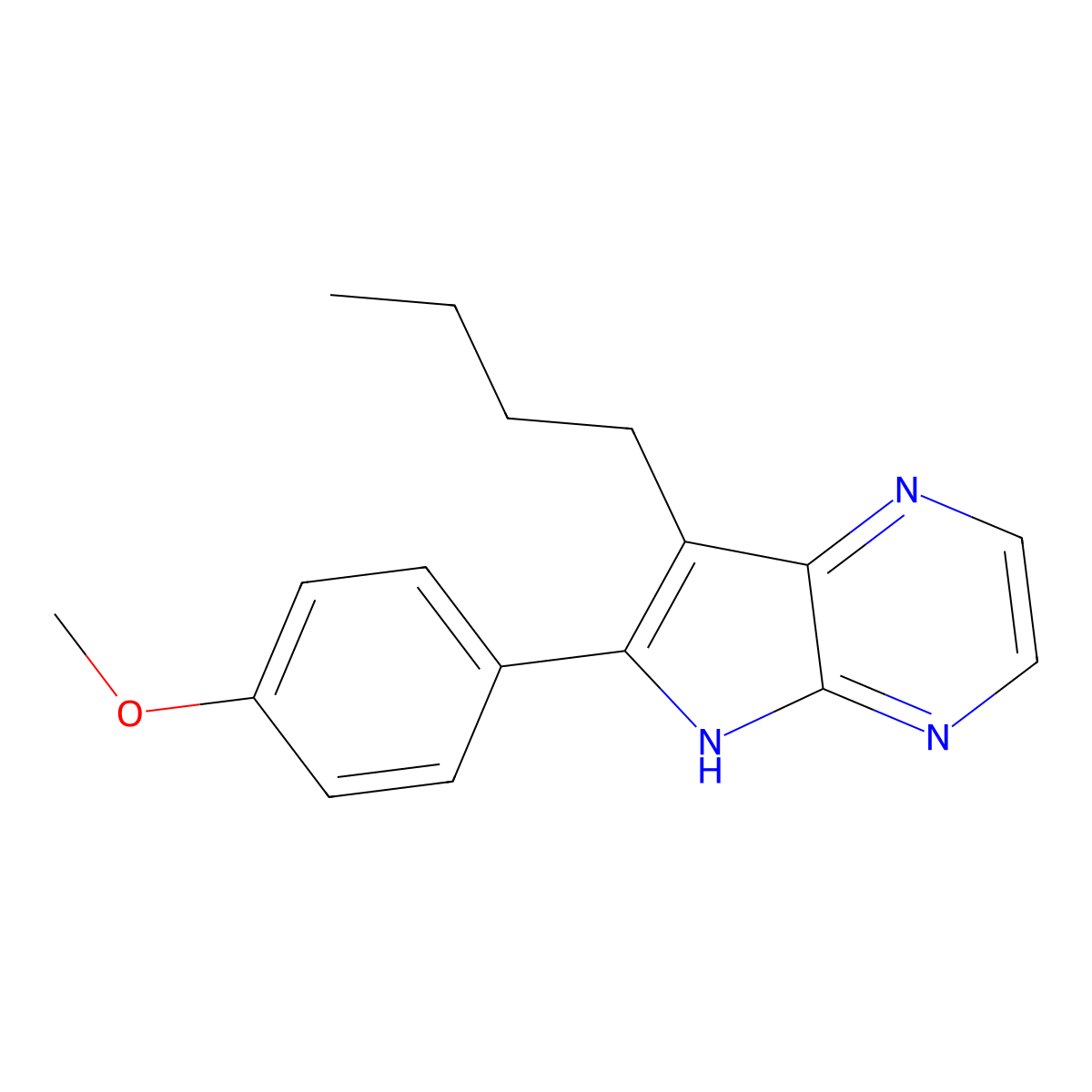 7-butyl-6-(4-methoxyphenyl)-5H-pyrrolo[2,3-b]pyrazine molecular structure, CAS 496864-15-4