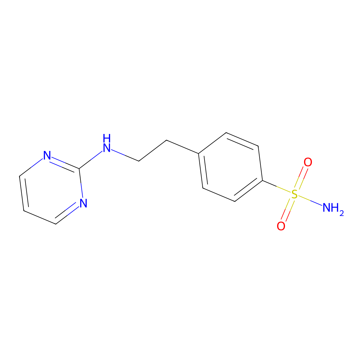 4-{2-[(Pyrimidin-2-yl)amino]ethyl}benzene-1-sulfonamide molecular structure, CAS 496867-78-8