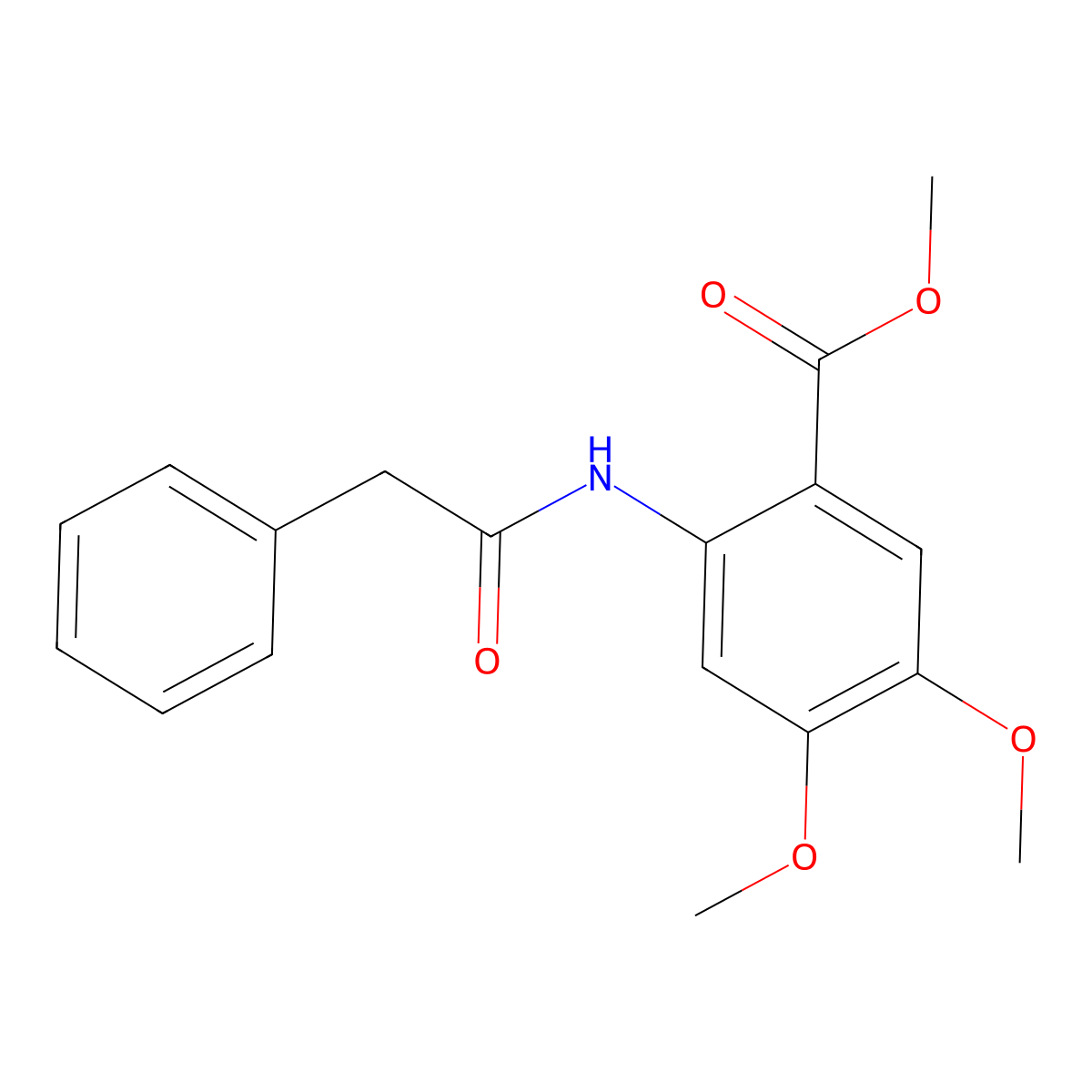 Methyl 4,5-dimethoxy-2-[(2-phenylacetyl)amino]benzoate molecular structure, CAS 496872-69-6