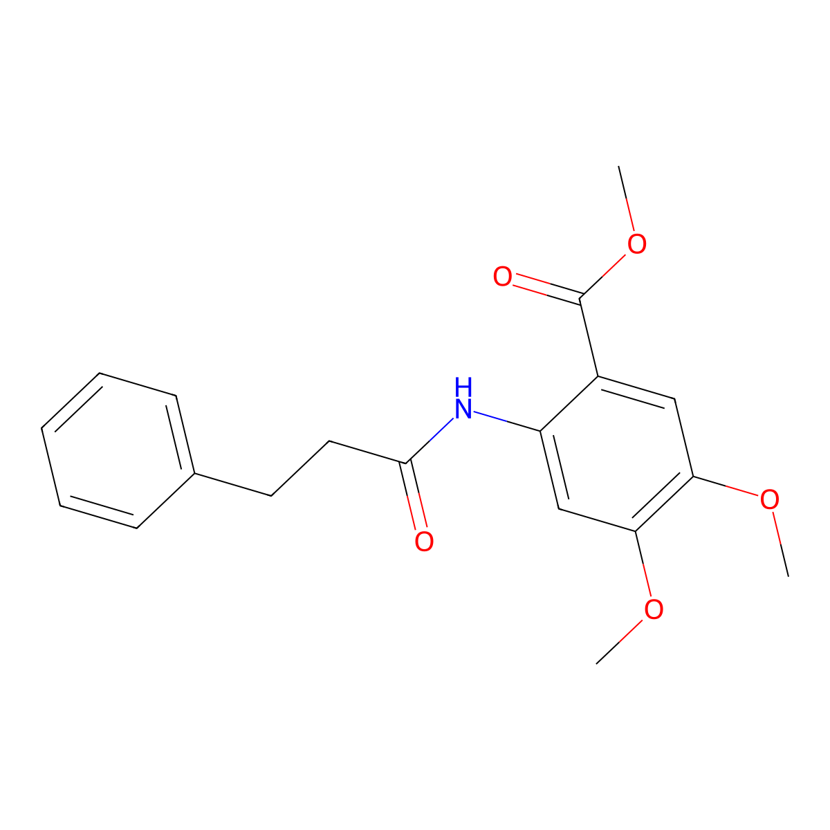 Methyl 4,5-dimethoxy-2-[(3-phenylpropanoyl)amino]benzoate molecular structure, CAS 496872-73-2