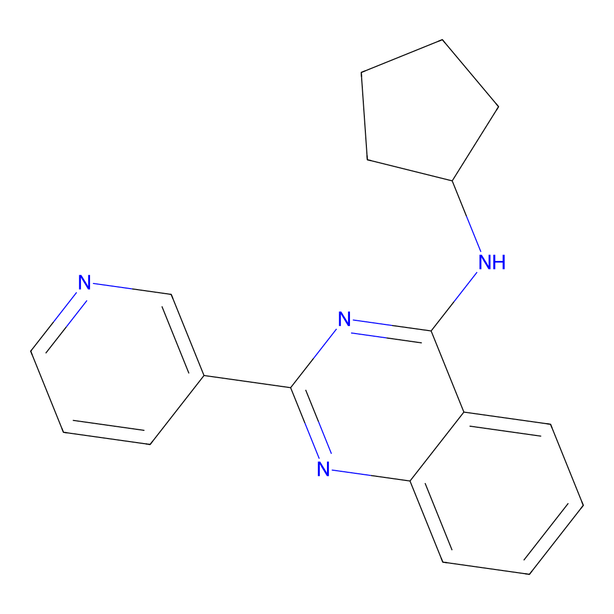 N-Cyclopentyl-2-(pyridin-3-YL)quinazolin-4-amine molecular structure, CAS 496873-64-4