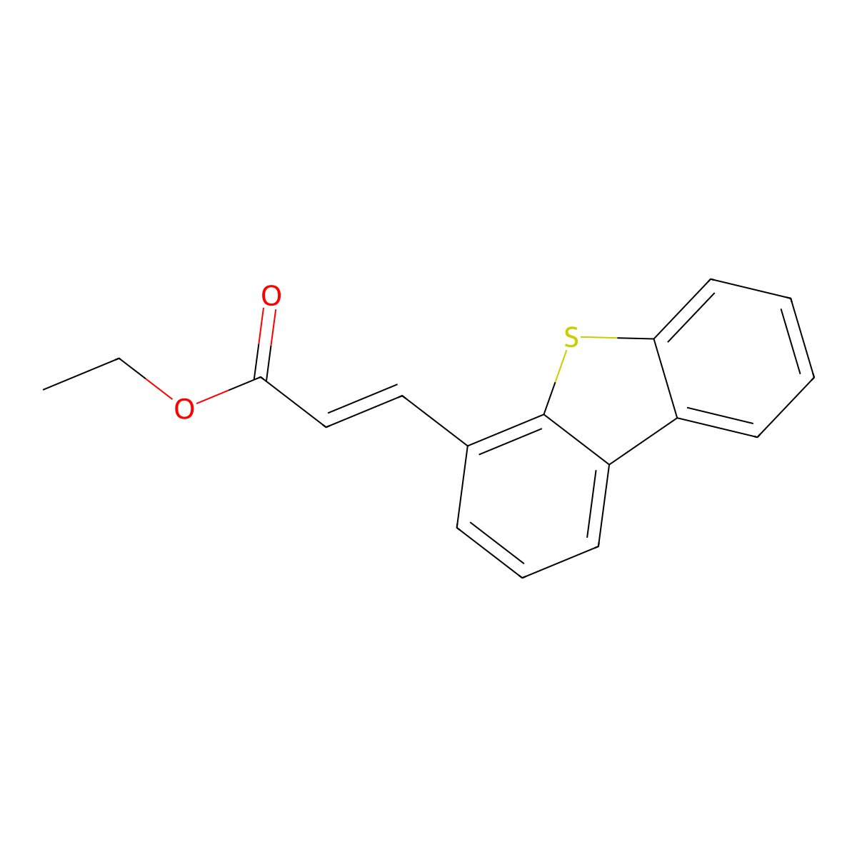 (E)-ethyl 3-(dibenzo[b,d]thiophen-4-yl)acrylate molecular structure, CAS 496874-81-8
