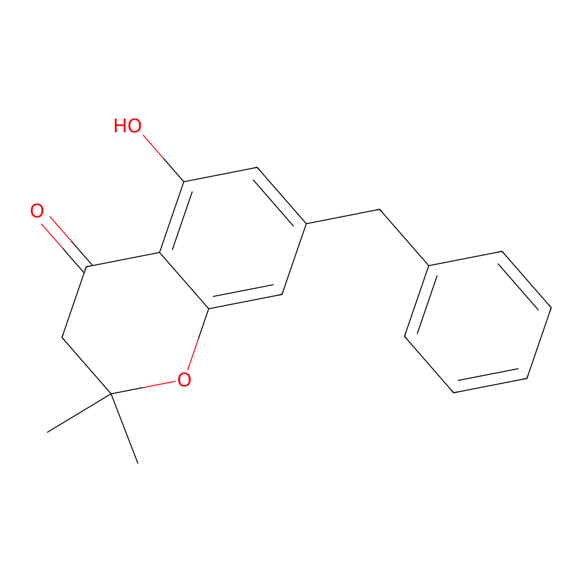 7-benzyl-5-hydroxy-2,2-dimethyl-2,3-dihydro-4H-chromen-4-one molecular structure, CAS 496875-34-4