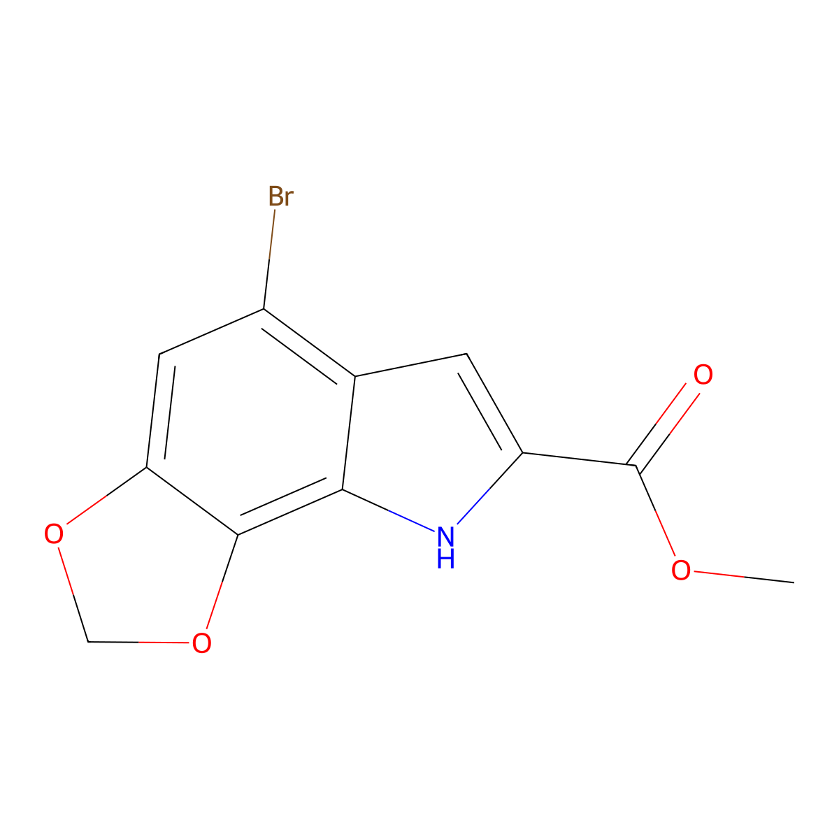 methyl 5-bromo-8H-[1,3]dioxolo[4,5-g]indole-7-carboxylate molecular structure, CAS 496875-47-9