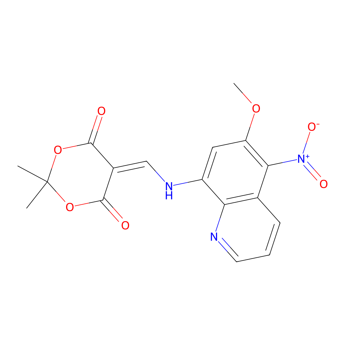 5-[({5-Nitro-6-methoxy-8-quinolinyl}amino)methylene]-2,2-dimethyl-1,3-dioxane-4,6-dione molecular structure, CAS 496875-48-0
