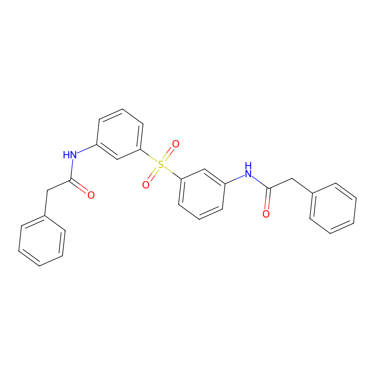 2-phenyl-N-[3-[3-[(2-phenylacetyl)amino]phenyl]sulfonylphenyl]acetamide molecular structure, CAS 496875-95-7