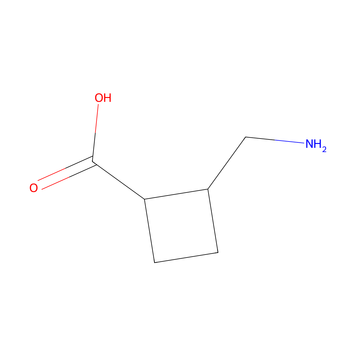 rac-(1R,2S)-2-(aminomethyl)cyclobutane-1-carboxylic acid molecular structure, CAS 496877-66-8