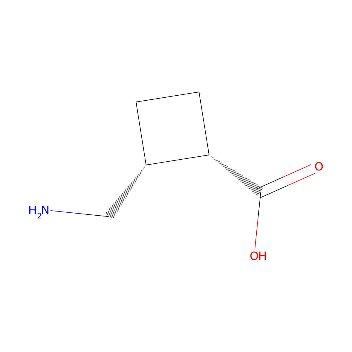 rac-(1R,2S)-2-(aminomethyl)cyclobutane-1-carboxylic acid molecular structure, CAS 496877-66-8