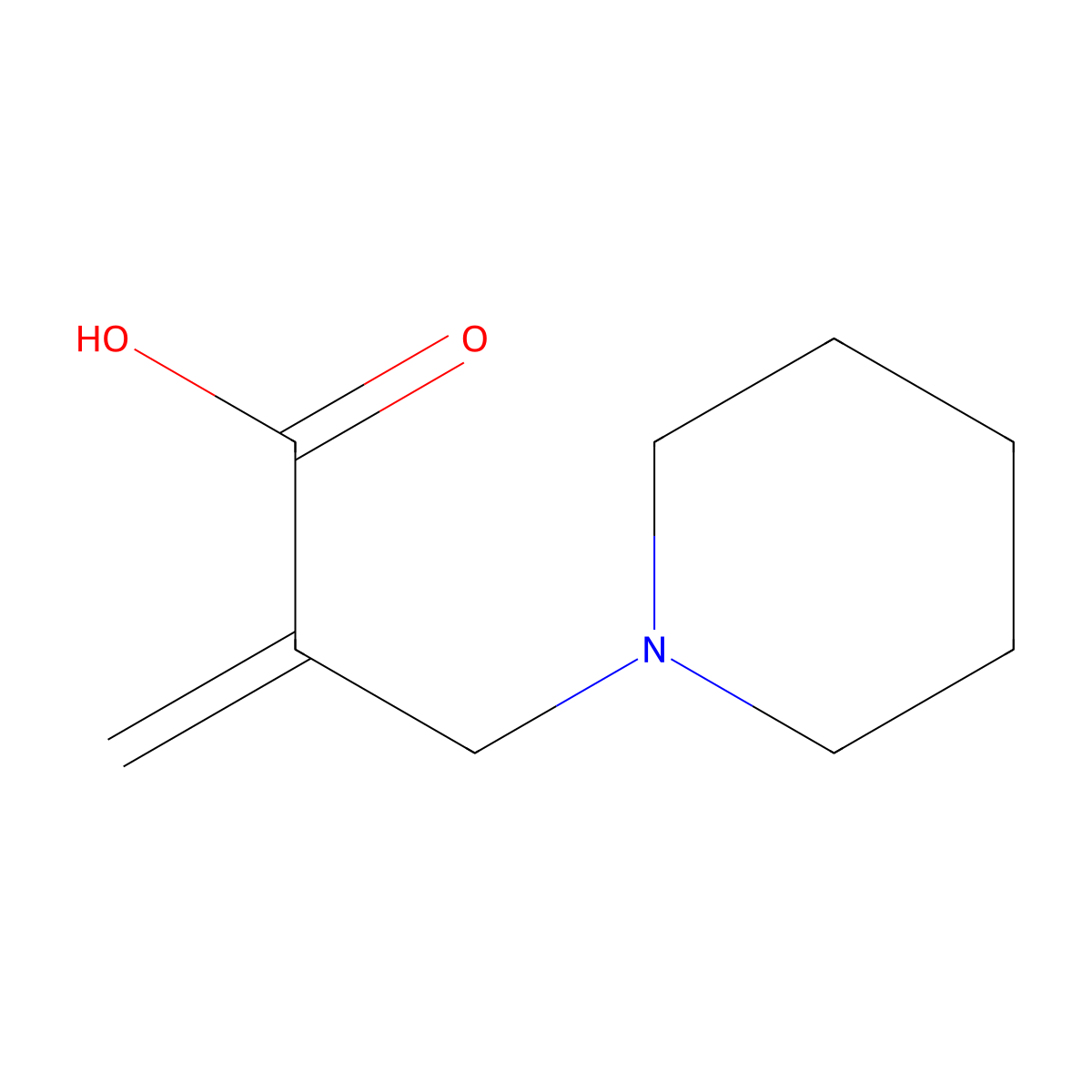 2-[(Piperidin-1-yl)methyl]prop-2-enoic acid molecular structure, CAS 4969-03-3