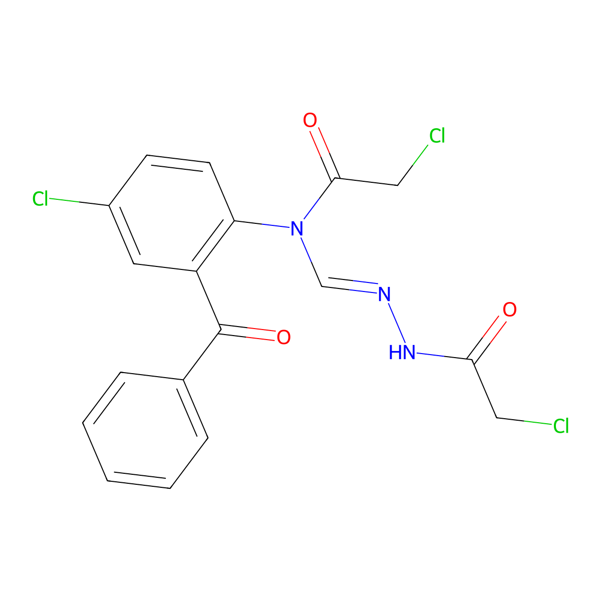 N'-[[(2-Benzoyl-4-chlorophenyl)(chloroacetyl)amino]methylene]chloroacetohydrazide molecular structure, CAS 49691-65-8