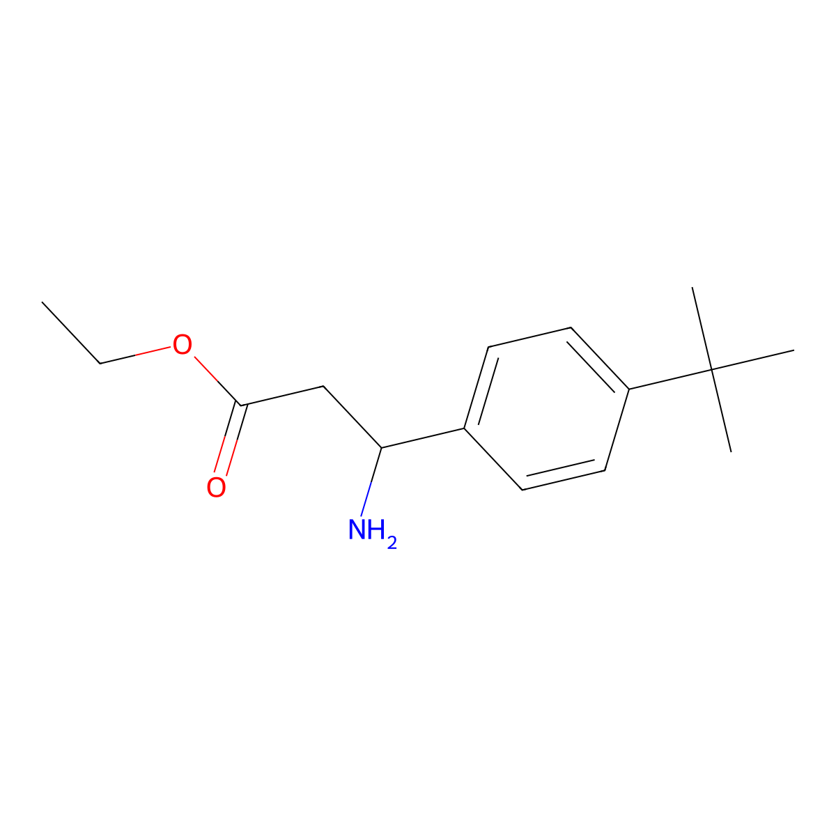 Ethyl 3-amino-3-(4-tert-butylphenyl)propanoate molecular structure, CAS 496912-08-4