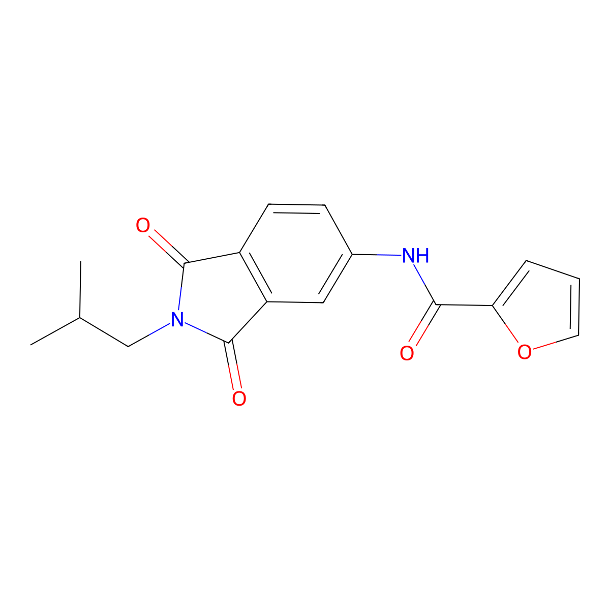 N-[2,3-Dihydro-2-(2-methylpropyl)-1,3-dioxo-1H-isoindol-5-yl]-2-furancarboxamide molecular structure, CAS 496913-16-7