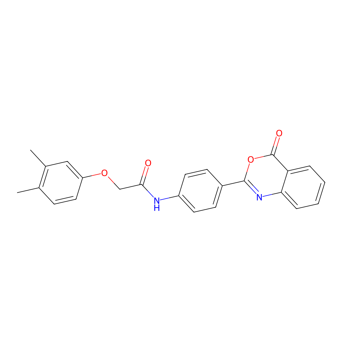 2-(3,4-dimethylphenoxy)-N-[4-(4-oxo-4H-3,1-benzoxazin-2-yl)phenyl]acetamide molecular structure, CAS 496913-21-4