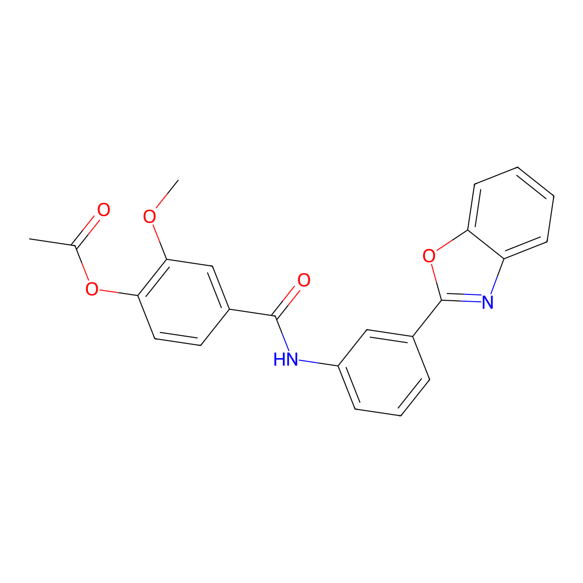 4-{[3-(1,3-Benzoxazol-2-yl)phenyl]carbamoyl}-2-methoxyphenyl acetate molecular structure, CAS 496913-46-3