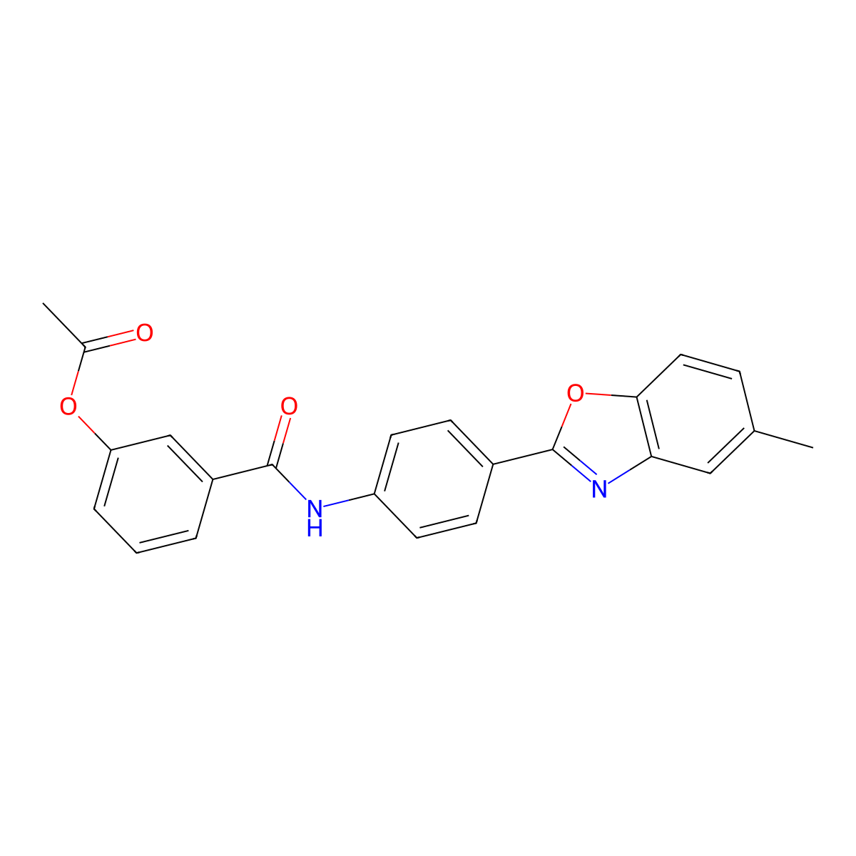 3-{[4-(5-Methyl-1,3-benzoxazol-2-yl)phenyl]carbamoyl}phenyl acetate molecular structure, CAS 496913-50-9