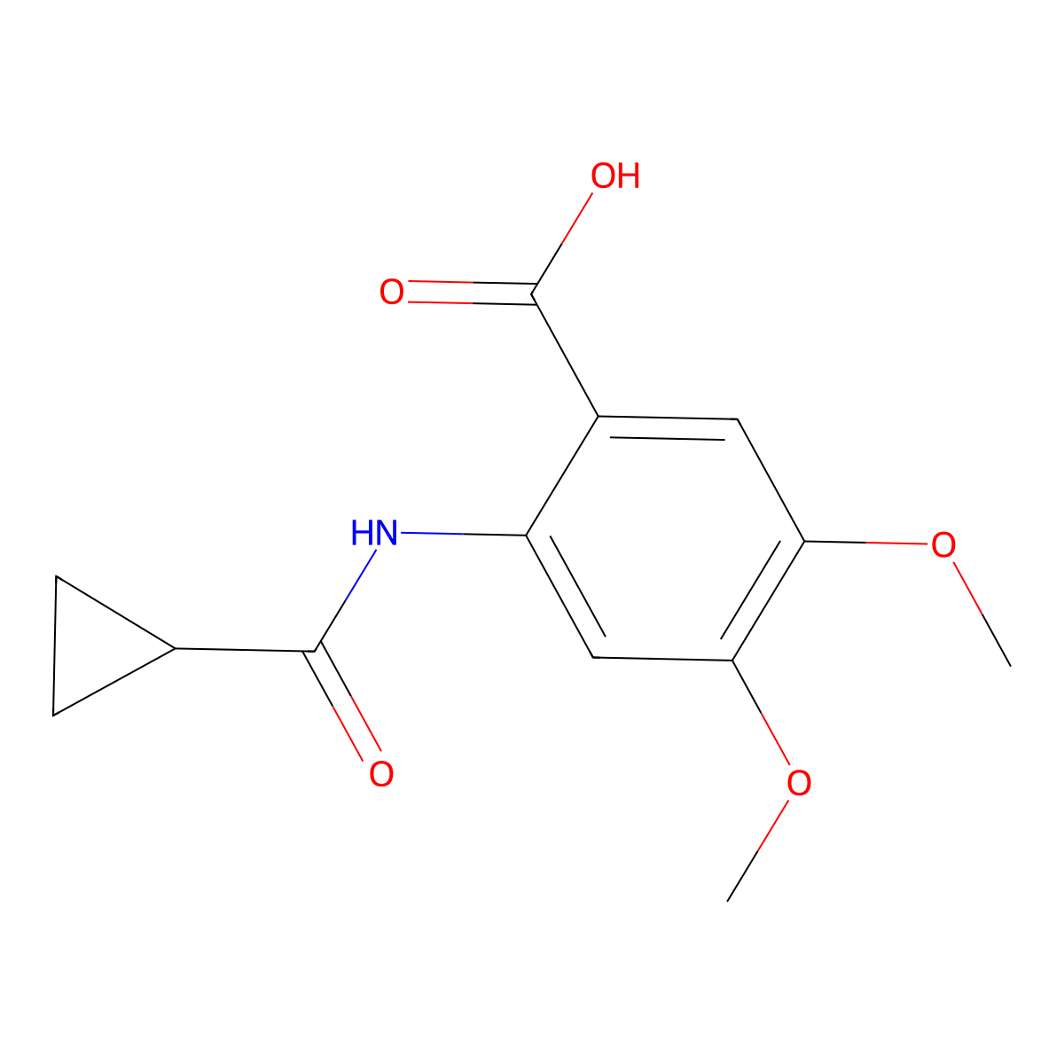 2-Cyclopropaneamido-4,5-dimethoxybenzoic acid molecular structure, CAS 496913-51-0