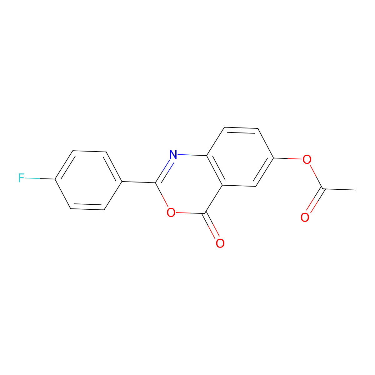 2-(4-fluorophenyl)-4-oxo-4H-3,1-benzoxazin-6-yl acetate molecular structure, CAS 496913-54-3