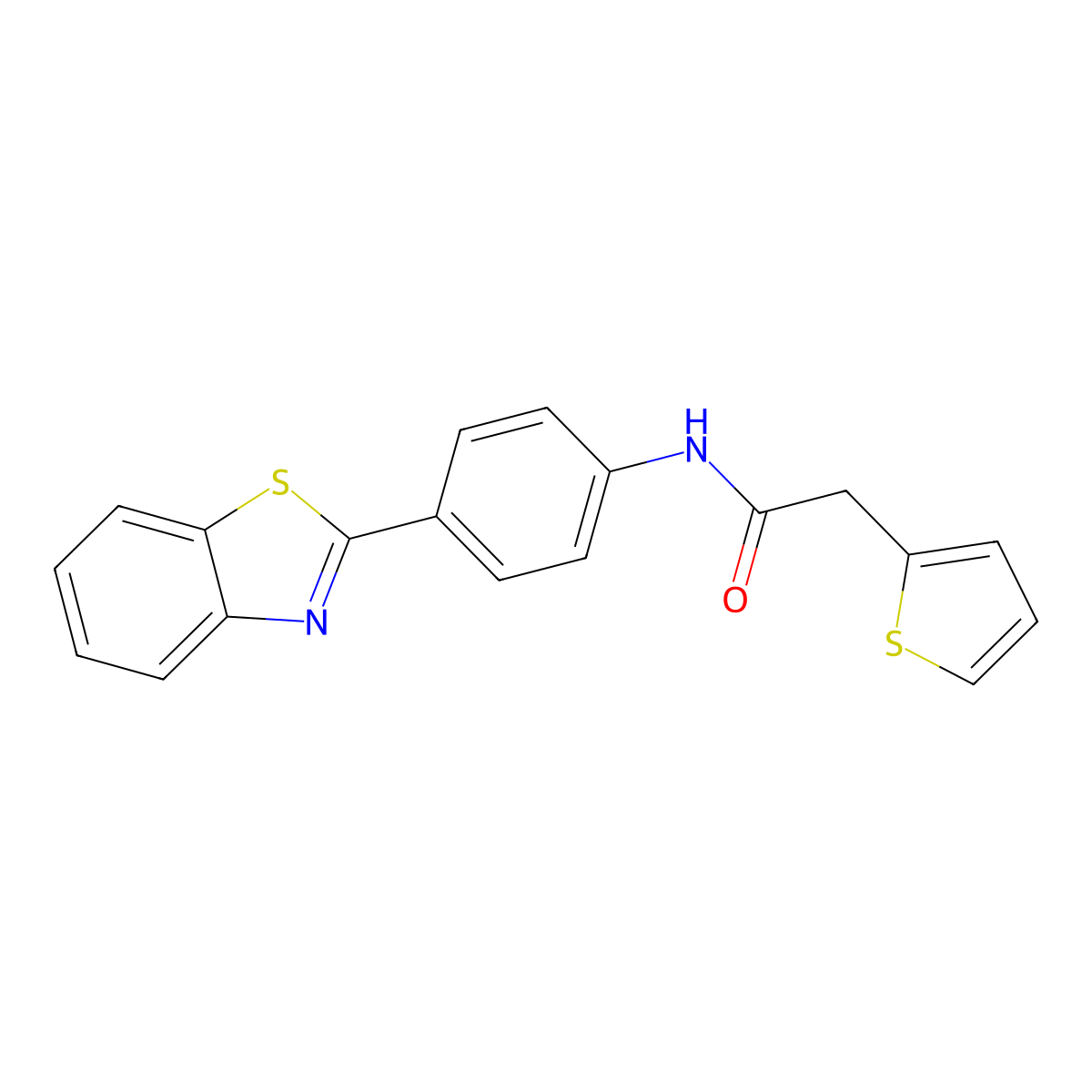 N-[4-(1,3-benzothiazol-2-yl)phenyl]-2-thiophen-2-ylacetamide molecular structure, CAS 496913-66-7
