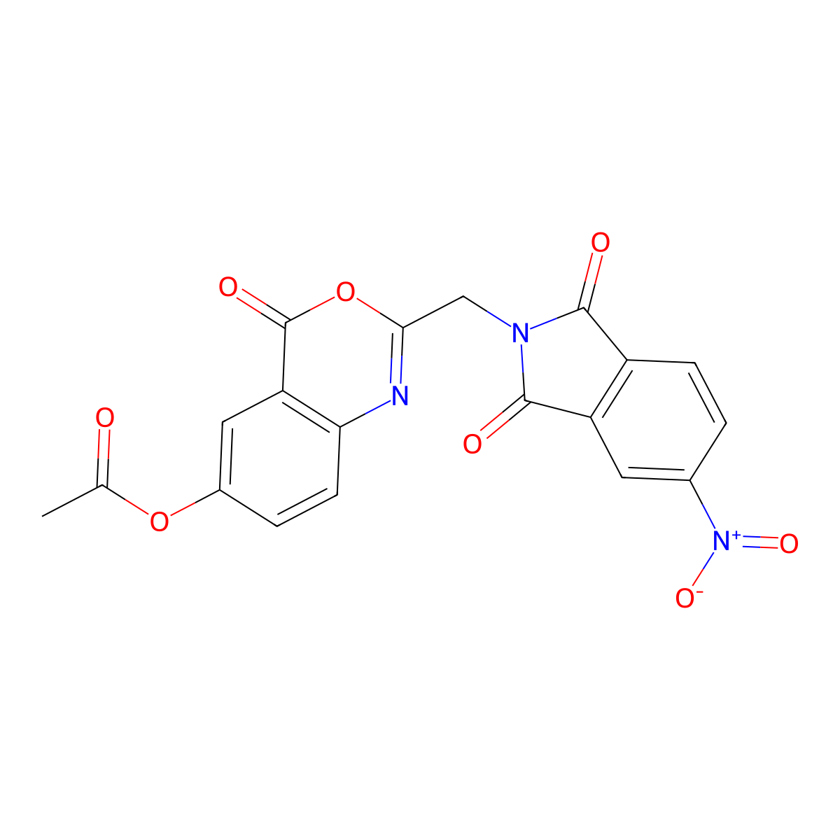 2-[(5-nitro-1,3-dioxo-1,3-dihydro-2H-isoindol-2-yl)methyl]-4-oxo-4H-3,1-benzoxazin-6-yl acetate molecular structure, CAS 496913-92-9