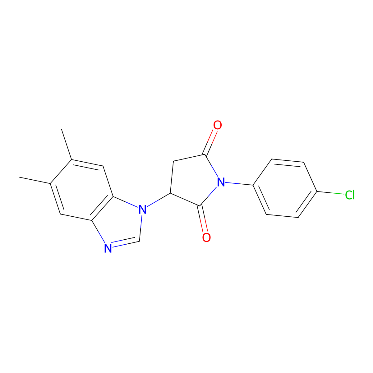 1-(4-Chlorophenyl)-3-(5,6-dimethylbenzimidazol-1-yl)pyrrolidine-2,5-dione molecular structure, CAS 49692-08-2
