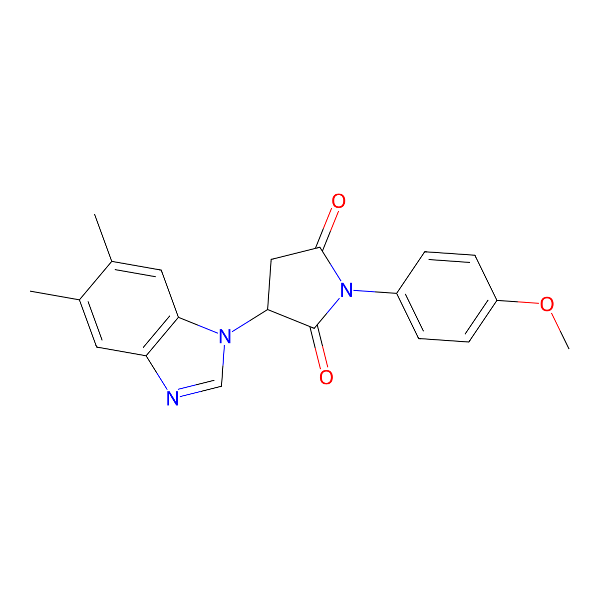 3-(5,6-dimethyl-1H-benzimidazol-1-yl)-1-(4-methoxyphenyl)-2,5-pyrrolidinedione molecular structure, CAS 49692-13-9